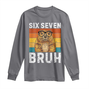 67 Groundhog Meme Long Sleeve Shirt Funny Six Seven Bruh Groundhog Day TS14 Charcoal Print Your Wear