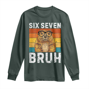 67 Groundhog Meme Long Sleeve Shirt Funny Six Seven Bruh Groundhog Day TS14 Dark Forest Green Print Your Wear