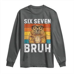 67 Groundhog Meme Long Sleeve Shirt Funny Six Seven Bruh Groundhog Day TS14 Dark Heather Print Your Wear