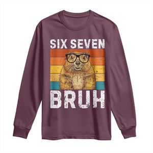 67 Groundhog Meme Long Sleeve Shirt Funny Six Seven Bruh Groundhog Day TS14 Maroon Print Your Wear