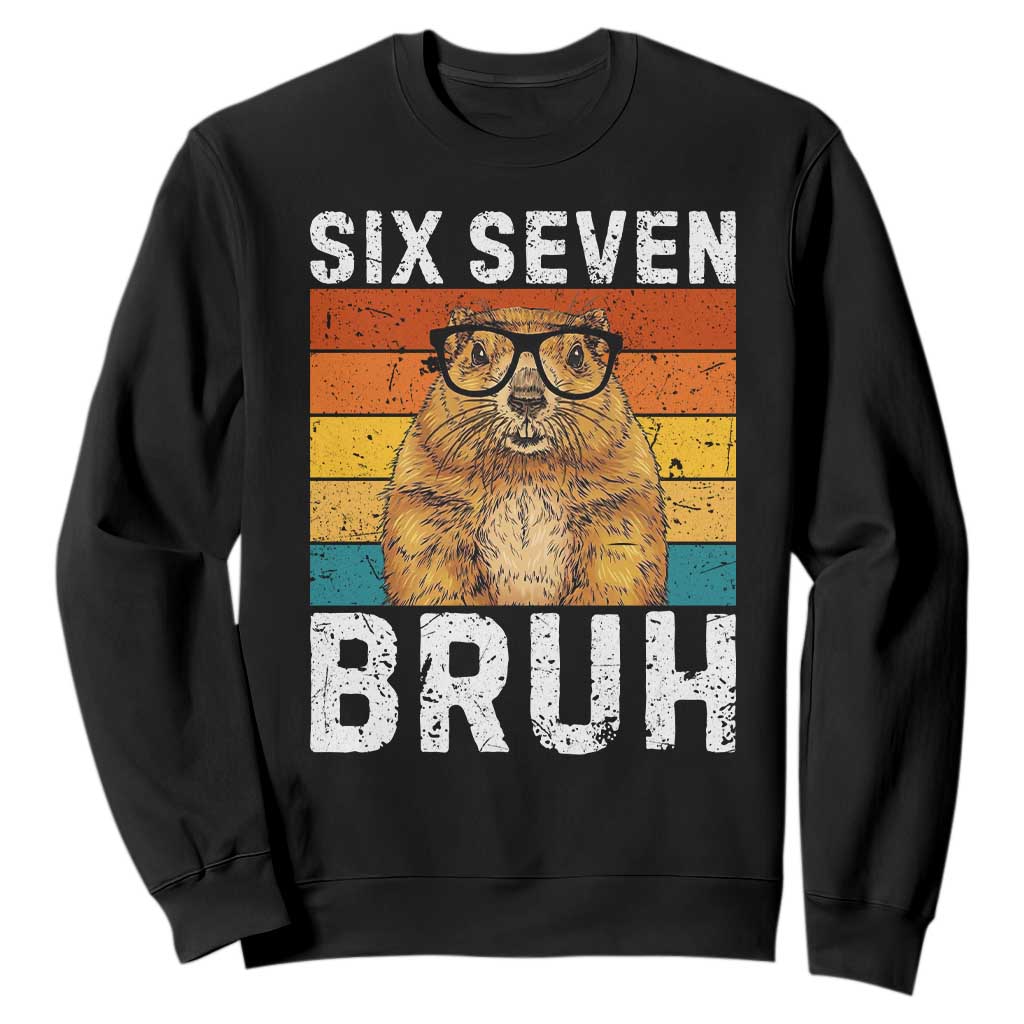 67 Groundhog Meme Sweatshirt Funny Six Seven Bruh Groundhog Day TS14 Black Print Your Wear