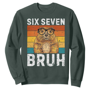 67 Groundhog Meme Sweatshirt Funny Six Seven Bruh Groundhog Day TS14 Dark Forest Green Print Your Wear
