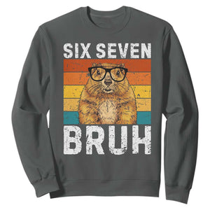 67 Groundhog Meme Sweatshirt Funny Six Seven Bruh Groundhog Day TS14 Dark Heather Print Your Wear