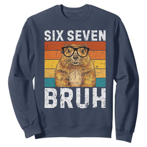 67 Groundhog Meme Sweatshirt Funny Six Seven Bruh Groundhog Day TS14 Navy Print Your Wear