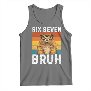 67 Groundhog Meme Tank Top Funny Six Seven Bruh Groundhog Day TS14 Black Heather Print Your Wear