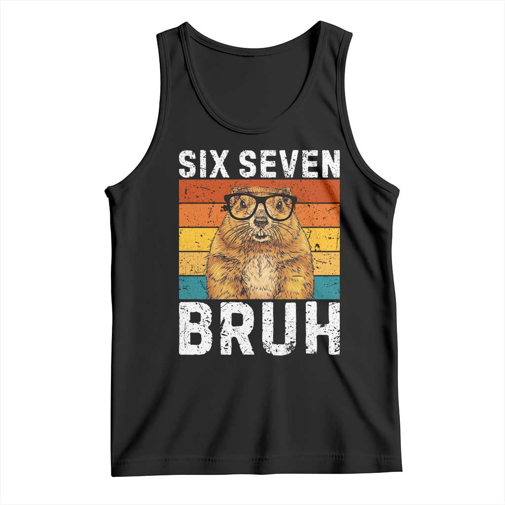 67 Groundhog Meme Tank Top Funny Six Seven Bruh Groundhog Day TS14 Black Print Your Wear