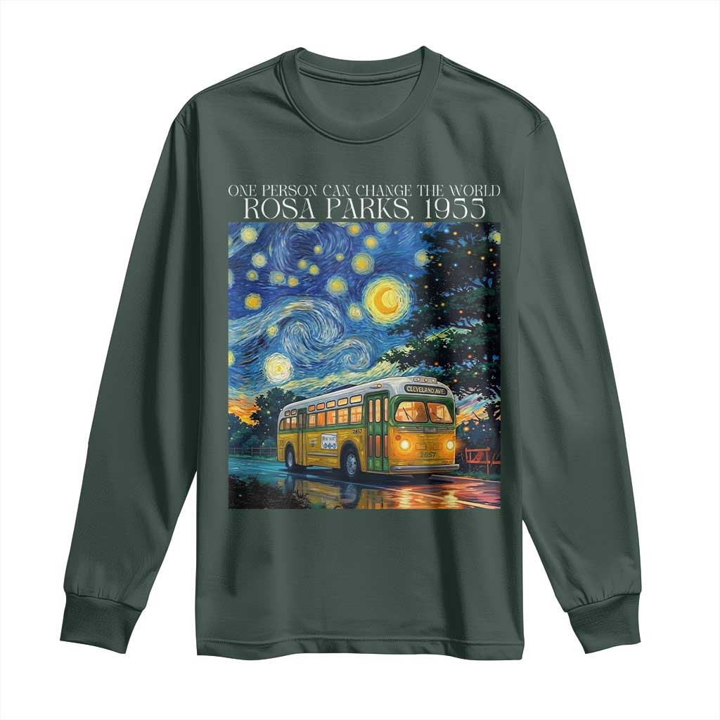 Rosa Parks Long Sleeve Shirt Starry Night Van Gogh Black History African TS14 Dark Forest Green Print Your Wear