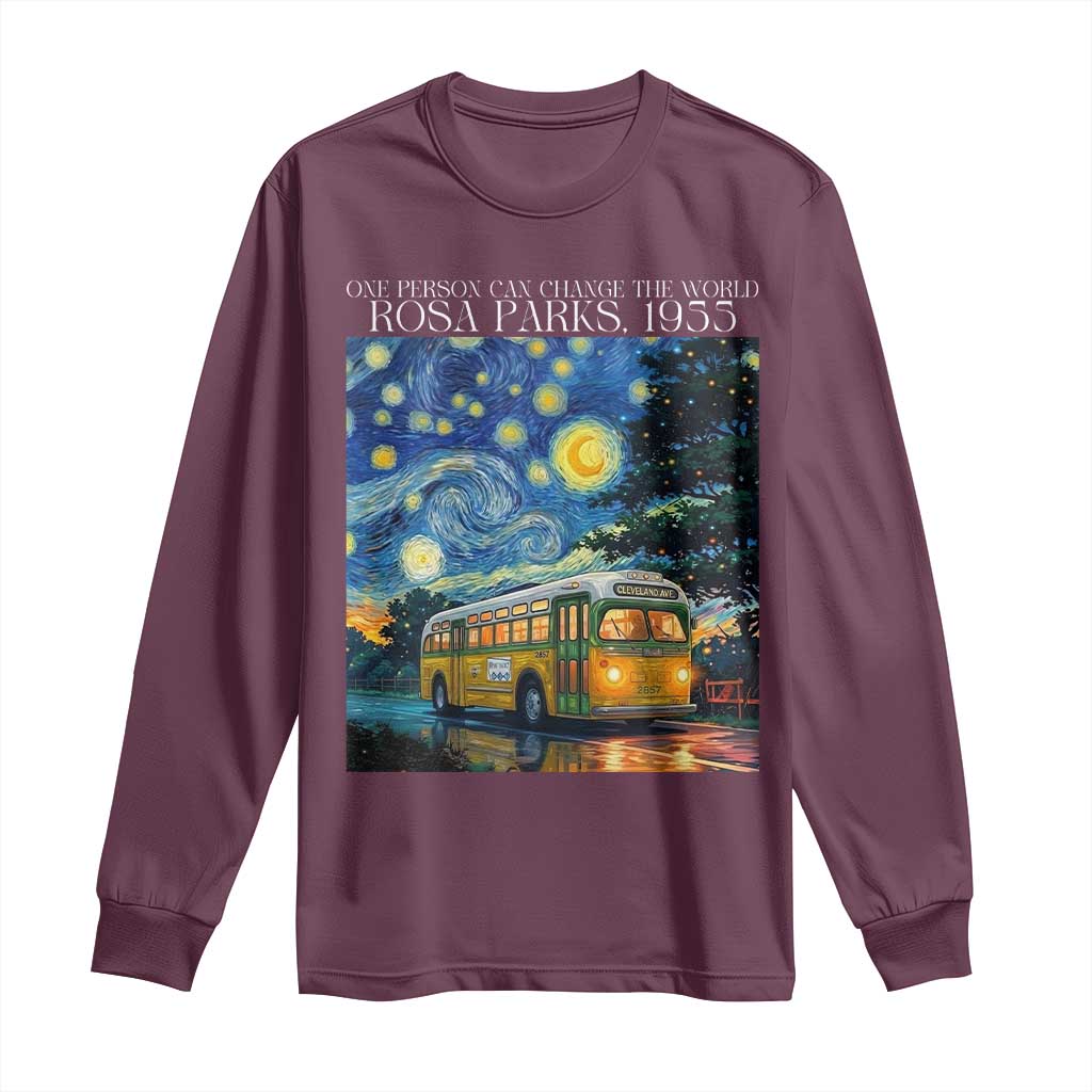 Rosa Parks Long Sleeve Shirt Starry Night Van Gogh Black History African TS14 Maroon Print Your Wear
