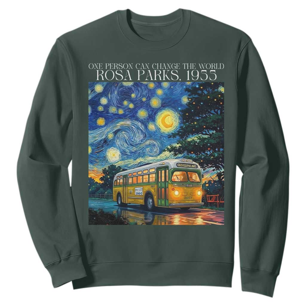 Rosa Parks Sweatshirt Starry Night Van Gogh Black History African TS14 Dark Forest Green Print Your Wear