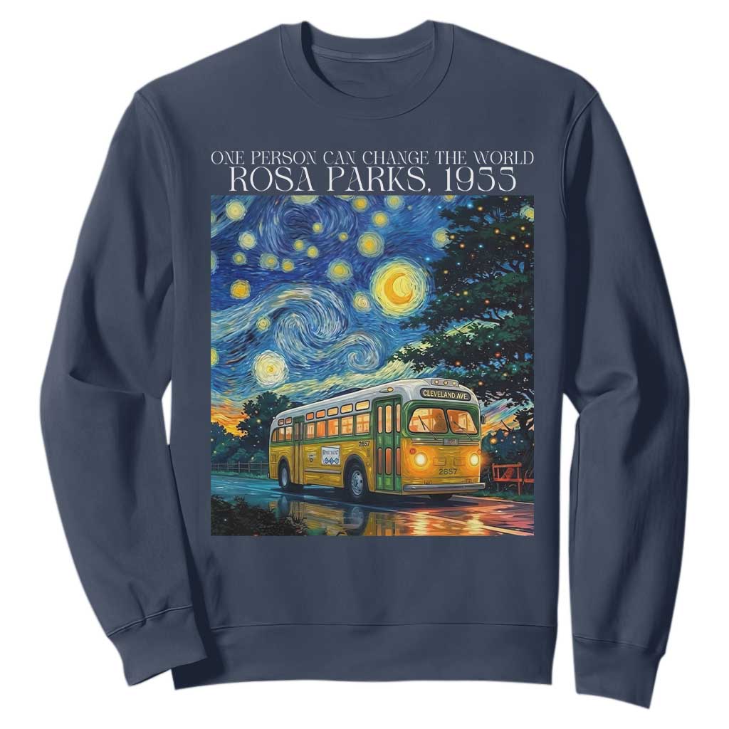 Rosa Parks Sweatshirt Starry Night Van Gogh Black History African TS14 Navy Print Your Wear