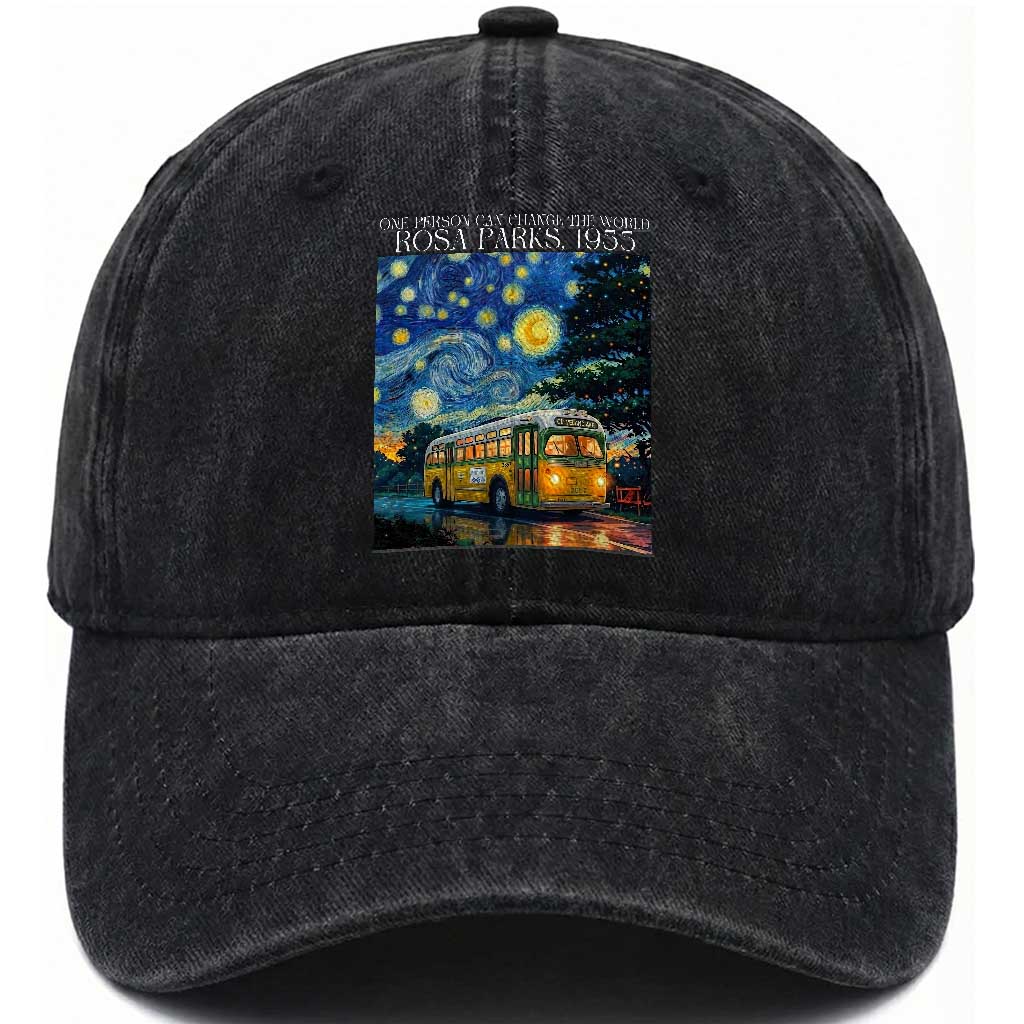 Rosa Parks Washed Cotton Baseball Cap Starry Night Van Gogh Black History African TS14 Washed Cap Universal Fit Black Print Your Wear