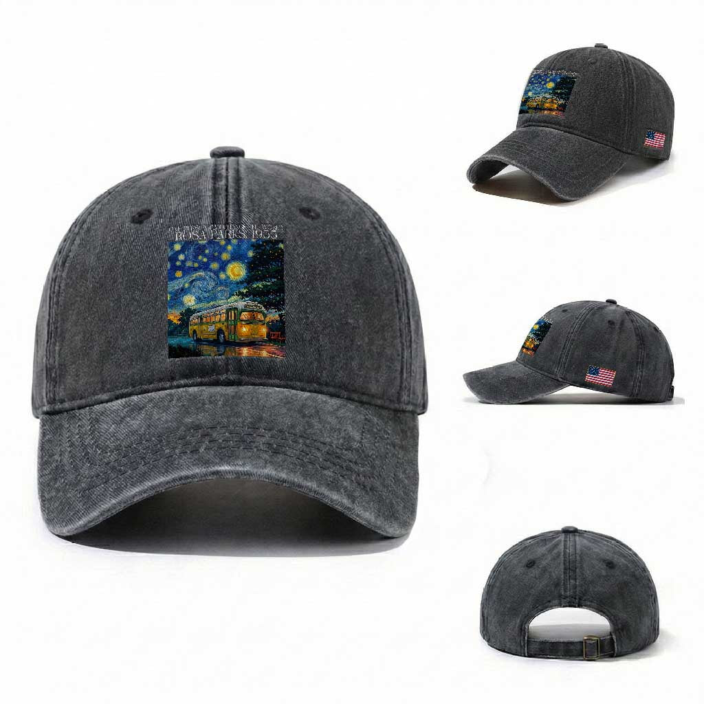 Rosa Parks Washed Cotton Baseball Cap Starry Night Van Gogh Black History African TS14 Washed Cap Universal Fit Dark Gray Print Your Wear