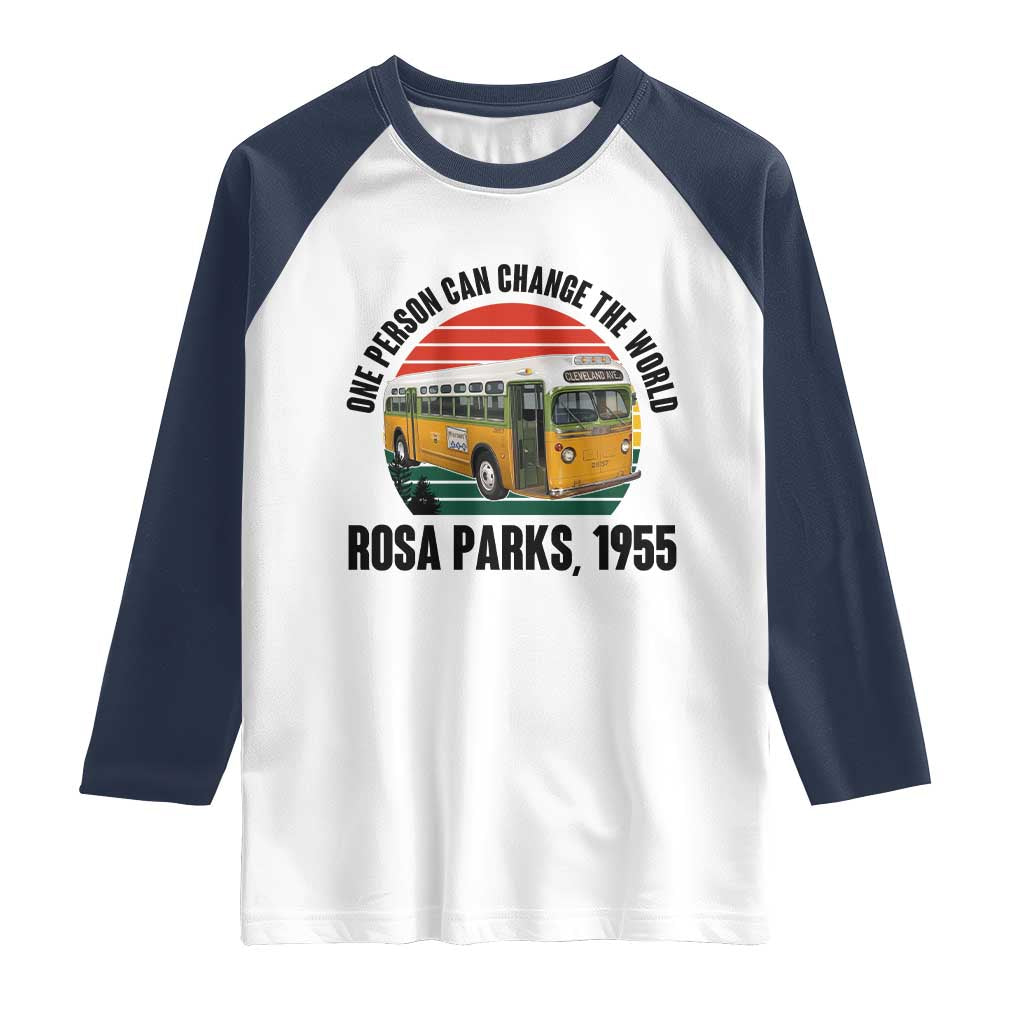 Rosa Parks Raglan Shirt One Person Can Change The World TS14 White Navy Print Your Wear