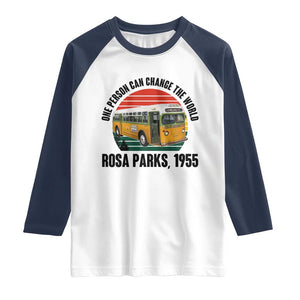 Rosa Parks Raglan Shirt One Person Can Change The World TS14 White Navy Print Your Wear