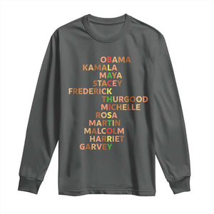 Black Leader History Melanin African American Pride Long Sleeve Shirt TS14 Dark Heather Print Your Wear