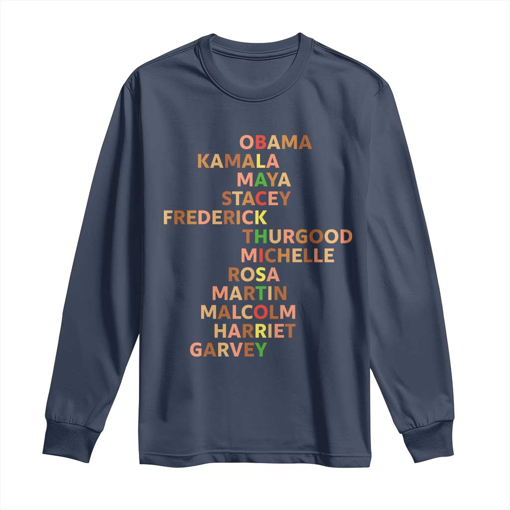 Black Leader History Melanin African American Pride Long Sleeve Shirt TS14 Navy Print Your Wear