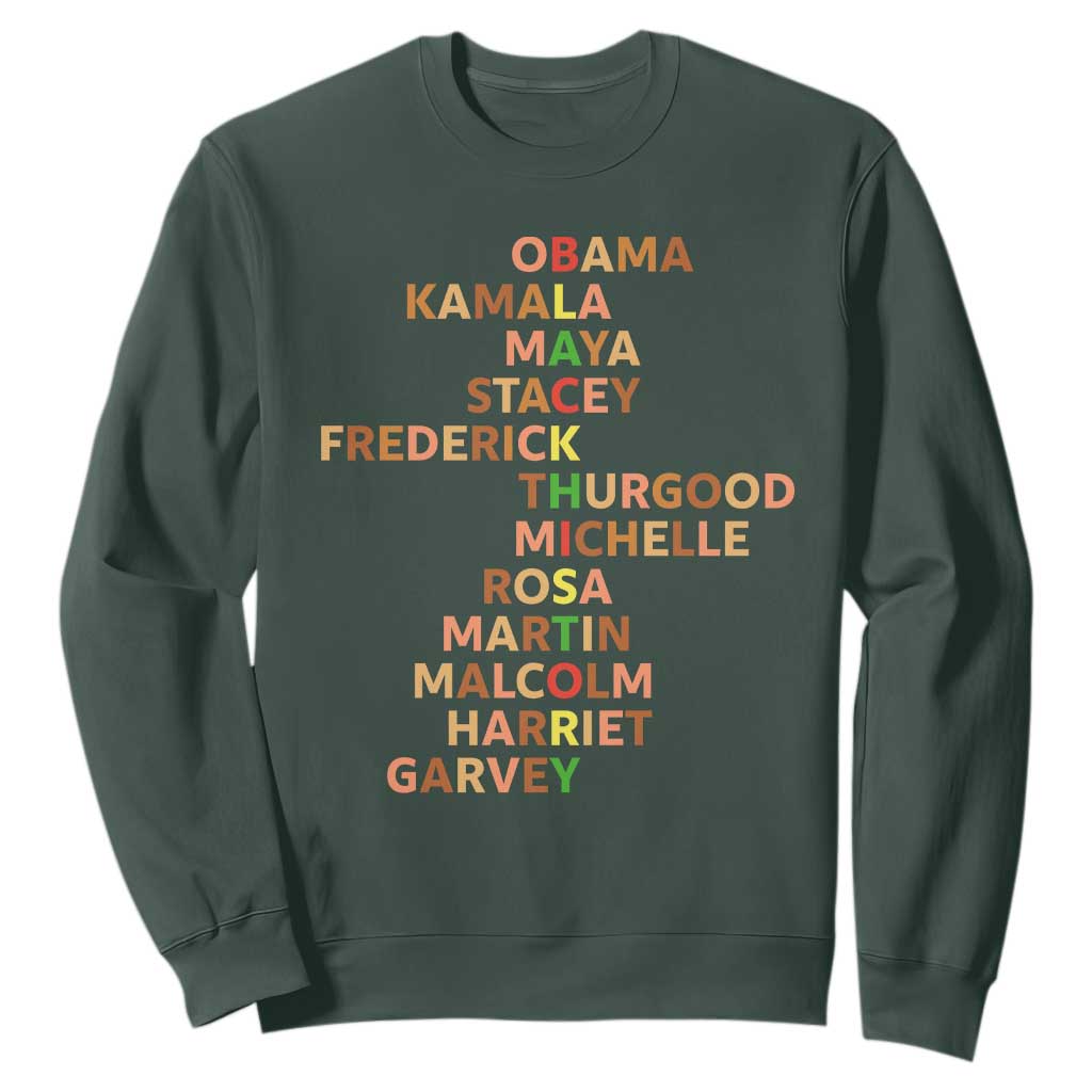 Black Leader History Melanin African American Pride Sweatshirt TS14 Dark Forest Green Print Your Wear