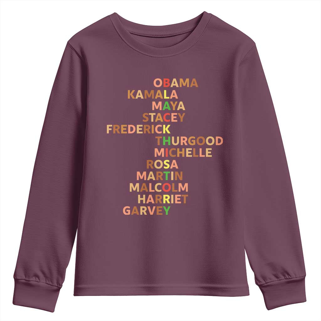 Black Leader History Melanin African American Pride Youth Sweatshirt TS14 Maroon Print Your Wear