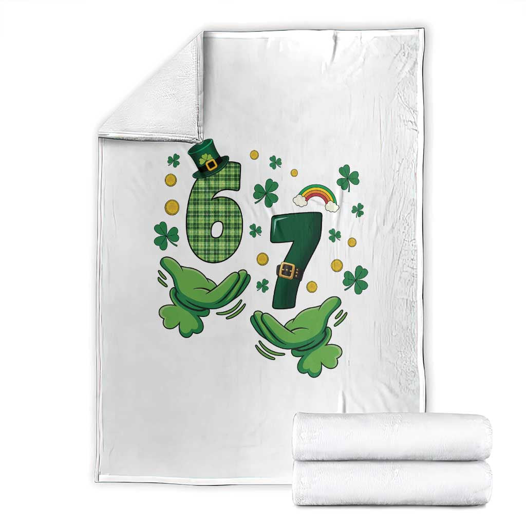 67 St Patricks Day Throw Blanket Funny Six Seven Hands Meme TS14 White Print Your Wear