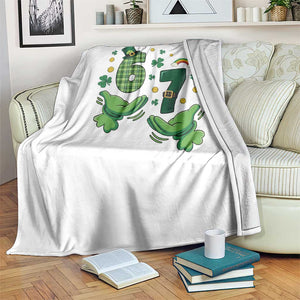 67 St Patricks Day Throw Blanket Funny Six Seven Hands Meme TS14 Print Your Wear