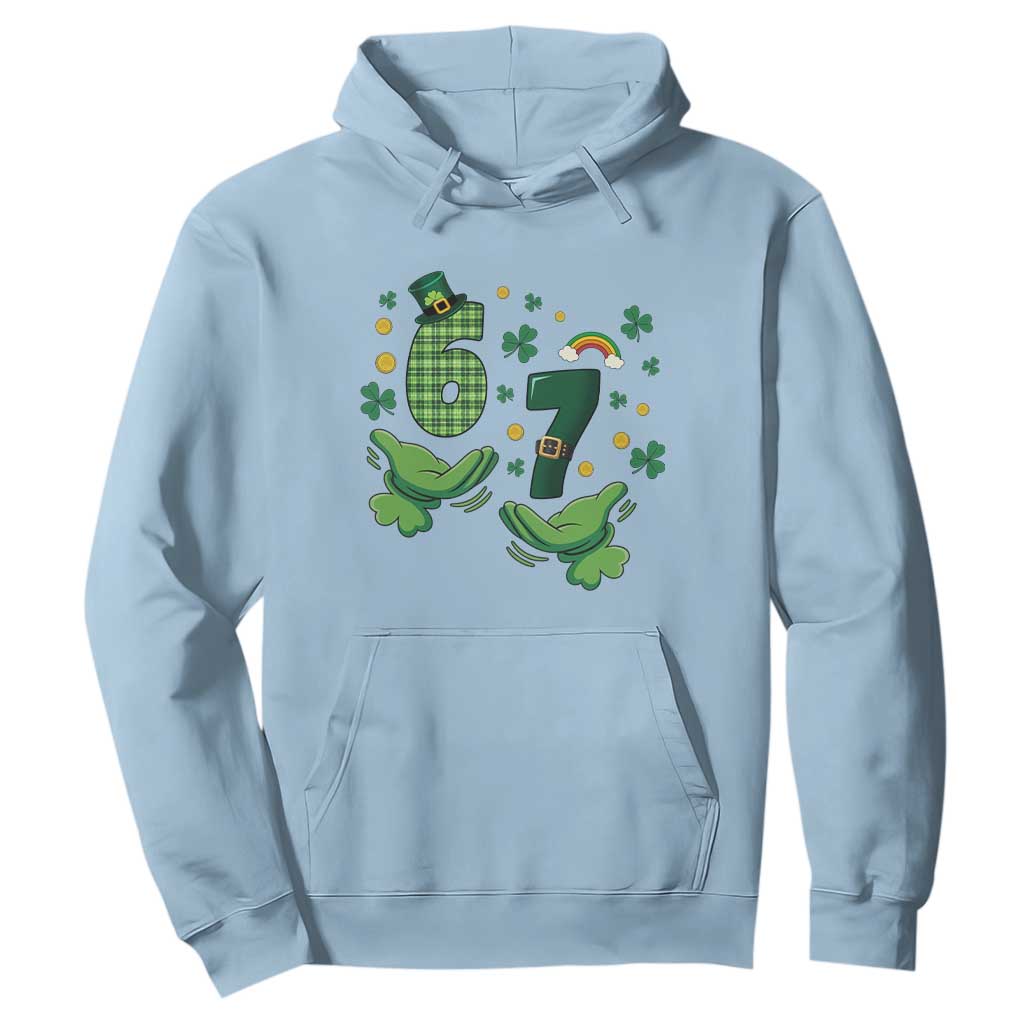 67 St Patricks Day Hoodie Funny Six Seven Hands Meme TS14 Light Blue Print Your Wear