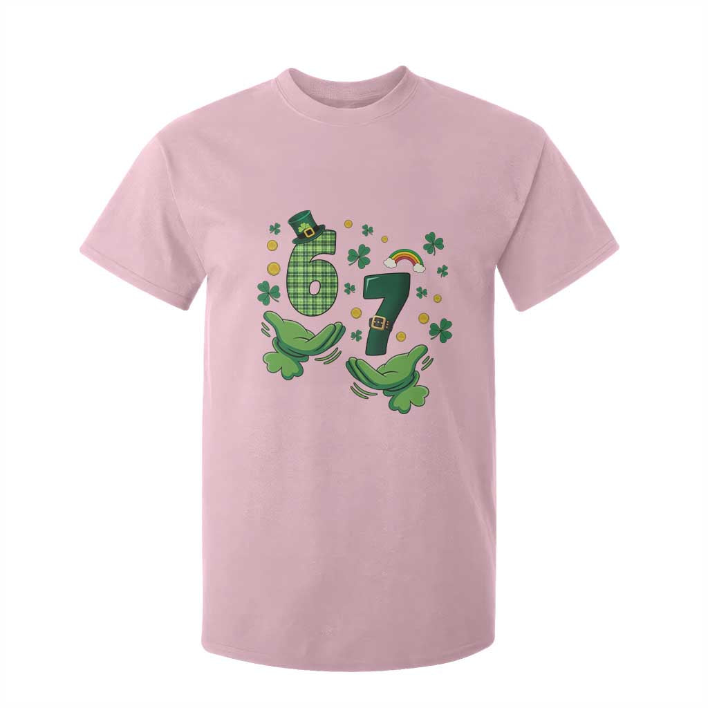 67 St Patricks Day T Shirt For Kid Funny Six Seven Hands Meme TS14 Light Pink Print Your Wear