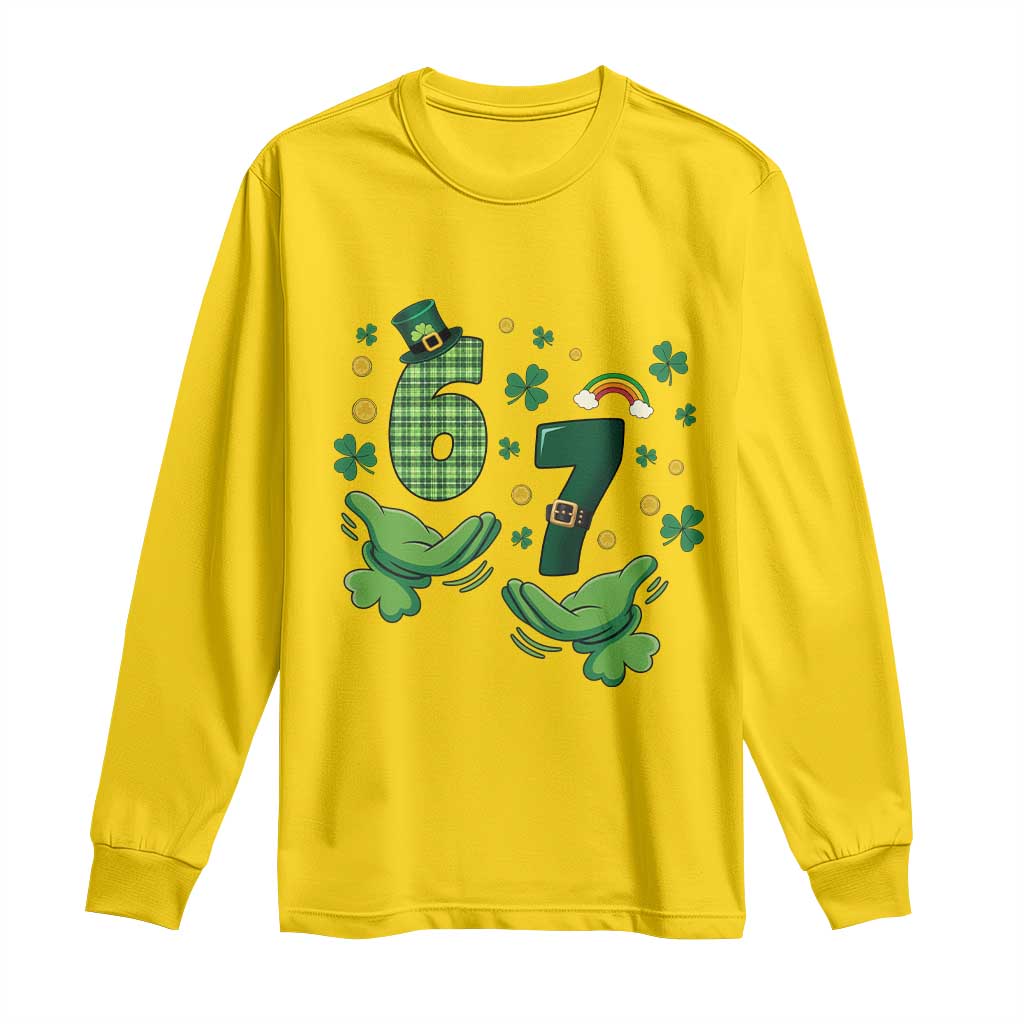 67 St Patricks Day Long Sleeve Shirt Funny Six Seven Hands Meme TS14 Daisy Print Your Wear