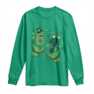 67 St Patricks Day Long Sleeve Shirt Funny Six Seven Hands Meme TS14 Irish Green Print Your Wear