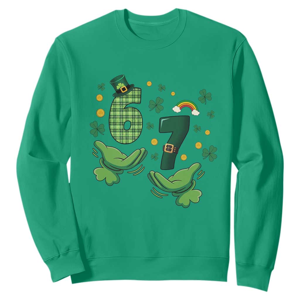 67 St Patricks Day Sweatshirt Funny Six Seven Hands Meme TS14 Irish Green Print Your Wear