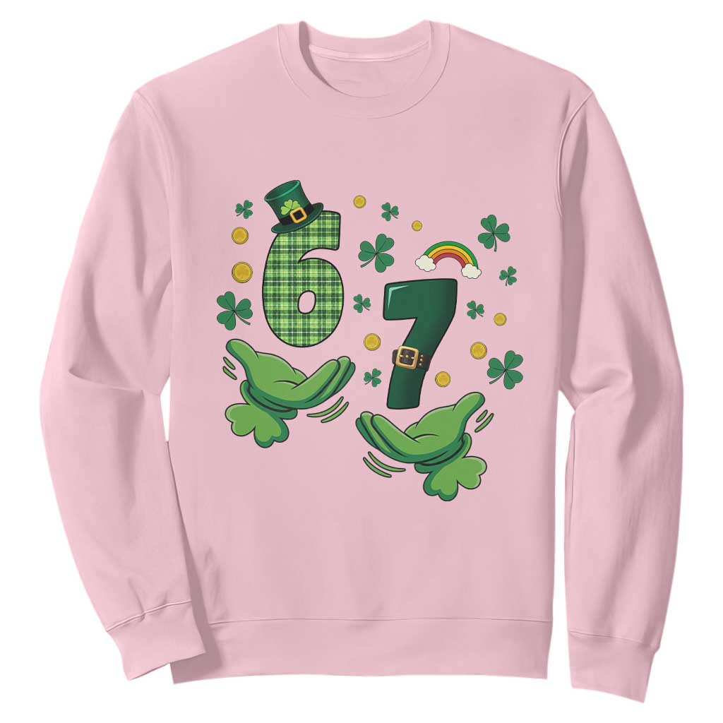 67 St Patricks Day Sweatshirt Funny Six Seven Hands Meme TS14 Light Pink Print Your Wear