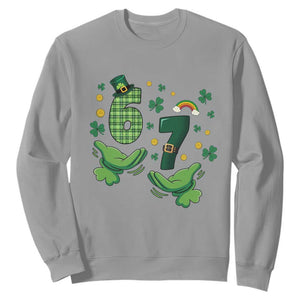 67 St Patricks Day Sweatshirt Funny Six Seven Hands Meme TS14 Sport Gray Print Your Wear