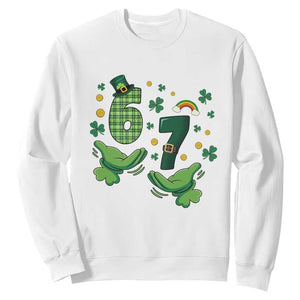 67 St Patricks Day Sweatshirt Funny Six Seven Hands Meme TS14 White Print Your Wear