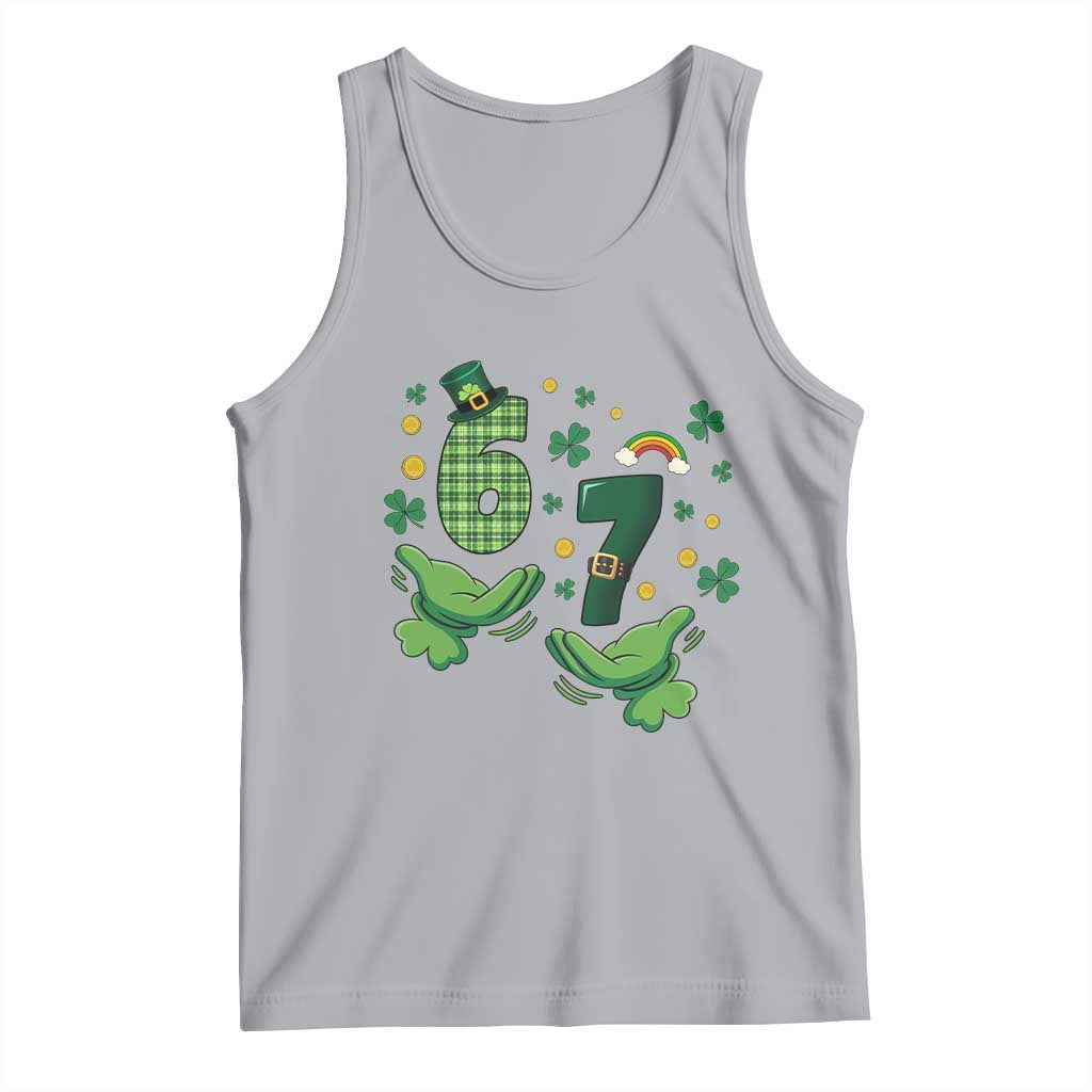 67 St Patricks Day Tank Top Funny Six Seven Hands Meme TS14 Athletic Heather Print Your Wear
