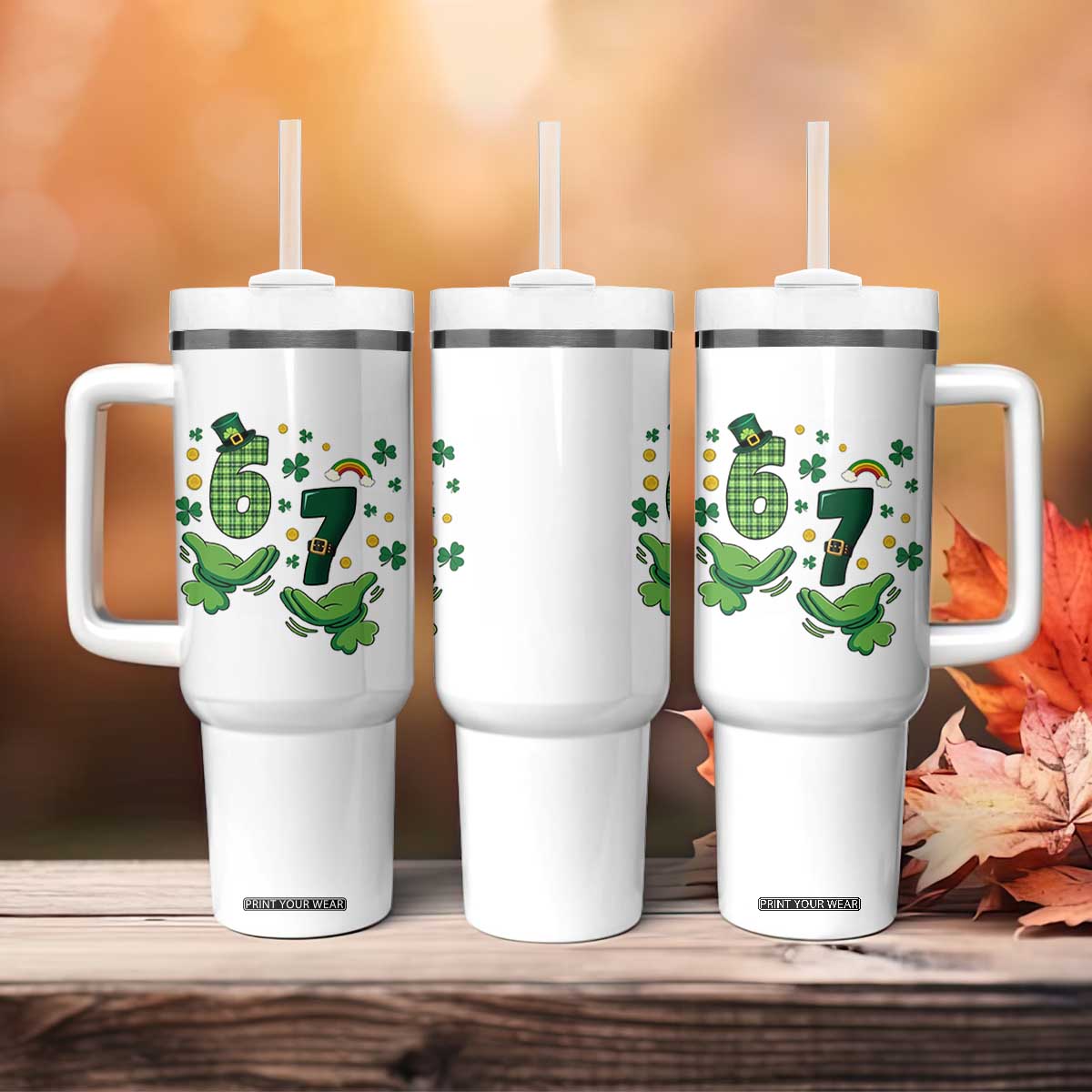 67 St Patricks Day Tumbler With Handle Funny Six Seven Hands Meme TS14 Print Your Wear