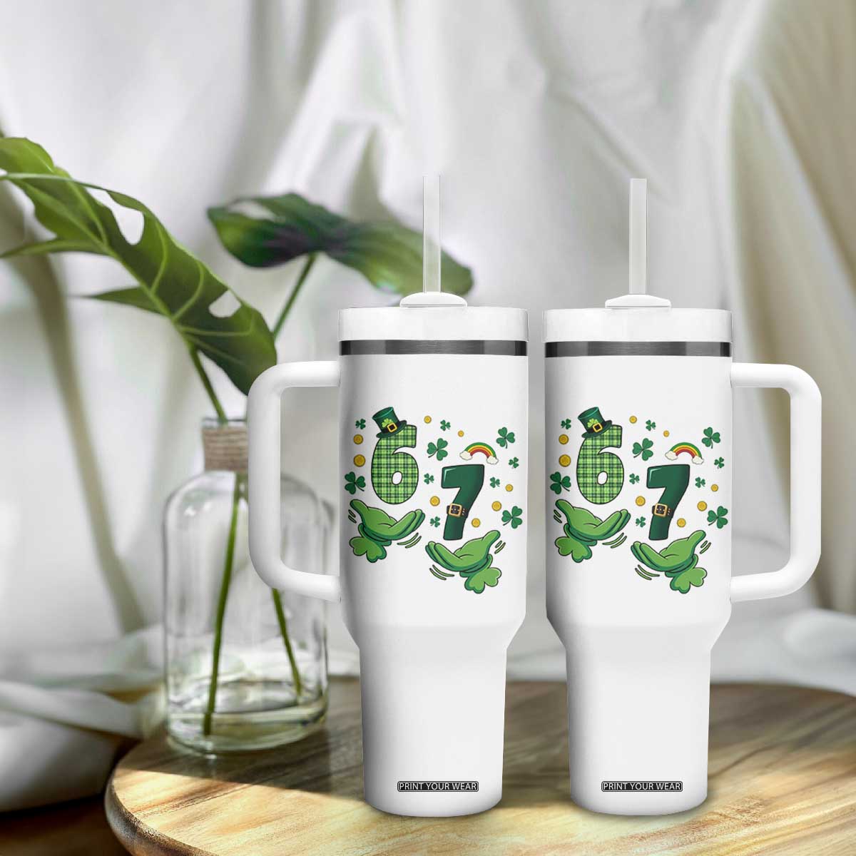67 St Patricks Day Tumbler With Handle Funny Six Seven Hands Meme TS14 Print Your Wear