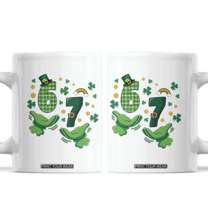67 St Patricks Day Coffee Mug Funny Six Seven Hands Meme TS14 White Print Your Wear