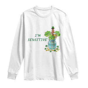 Marcus The Worm St Patricks Day Long Sleeve Shirt I'm Sensitive TS14 White Print Your Wear