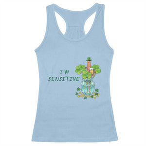 Marcus The Worm St Patricks Day Racerback Tank Top I'm Sensitive TS14 Light Blue Print Your Wear