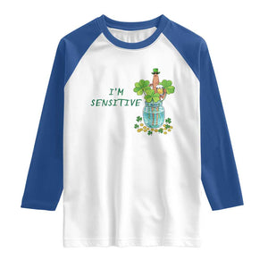 Marcus The Worm St Patricks Day Raglan Shirt I'm Sensitive TS14 White Royal Print Your Wear