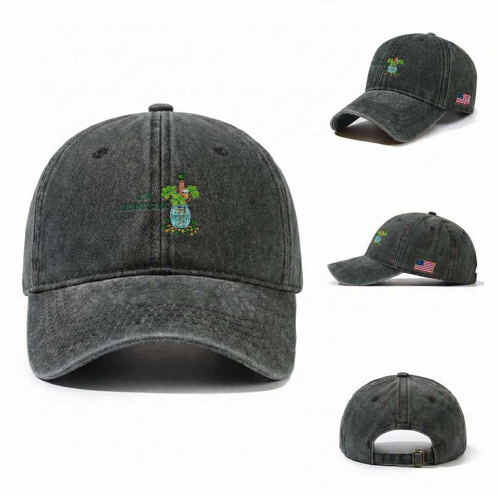 Marcus The Worm St Patricks Day Washed Cotton Baseball Cap I'm Sensitive TS14 Washed Cap Universal Fit Dark Green Print Your Wear
