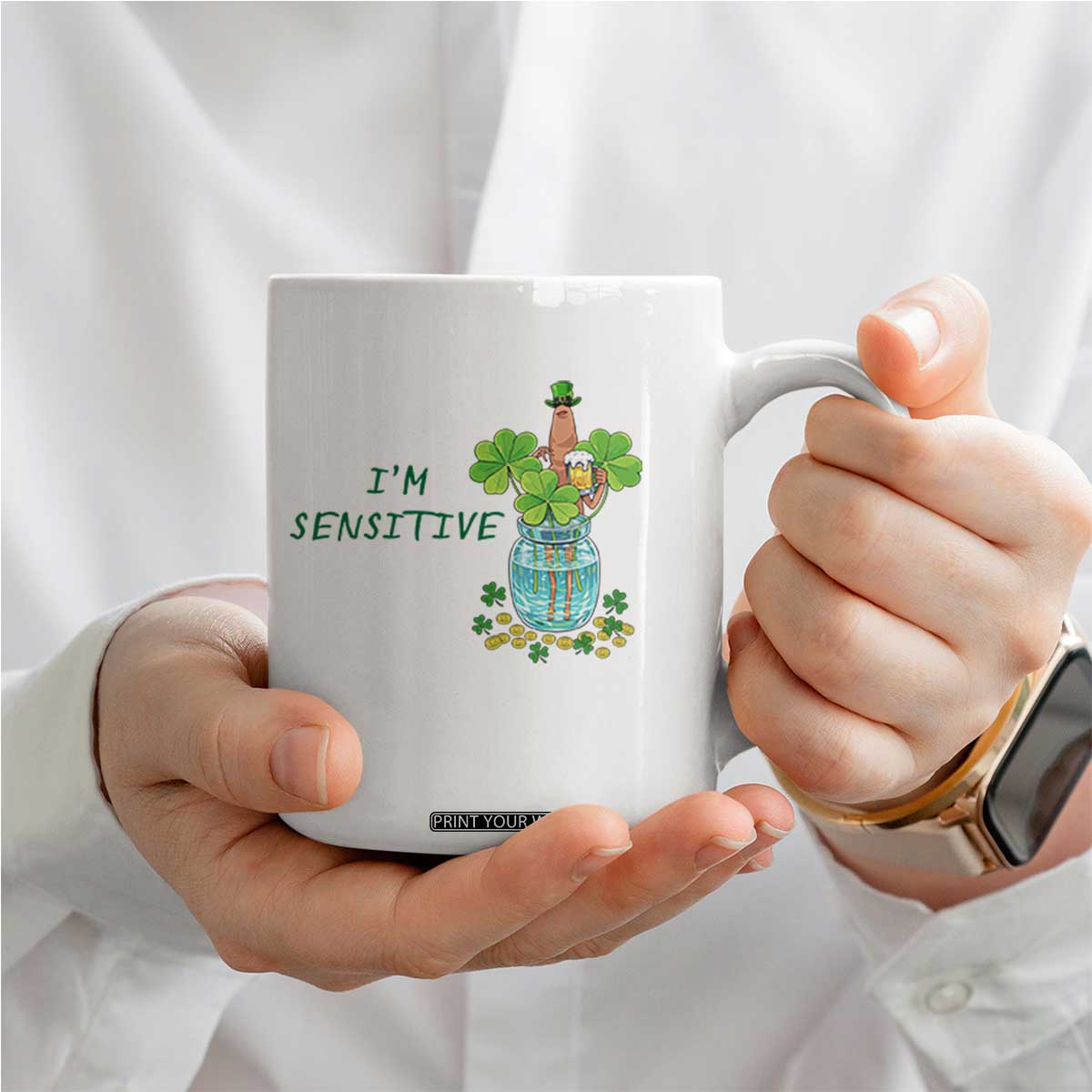 Marcus The Worm St Patricks Day Coffee Mug I'm Sensitive TS14 Print Your Wear