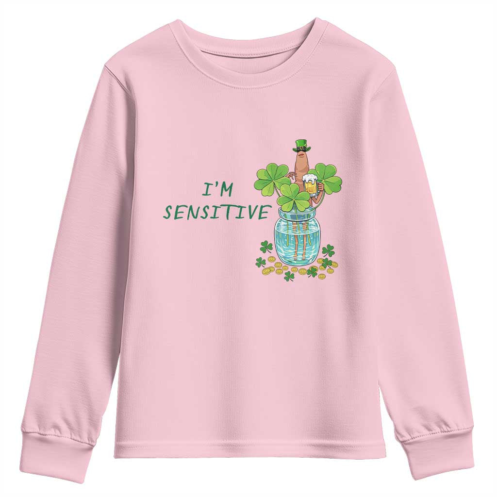 Marcus The Worm St Patricks Day Youth Sweatshirt I'm Sensitive TS14 Light Pink Print Your Wear