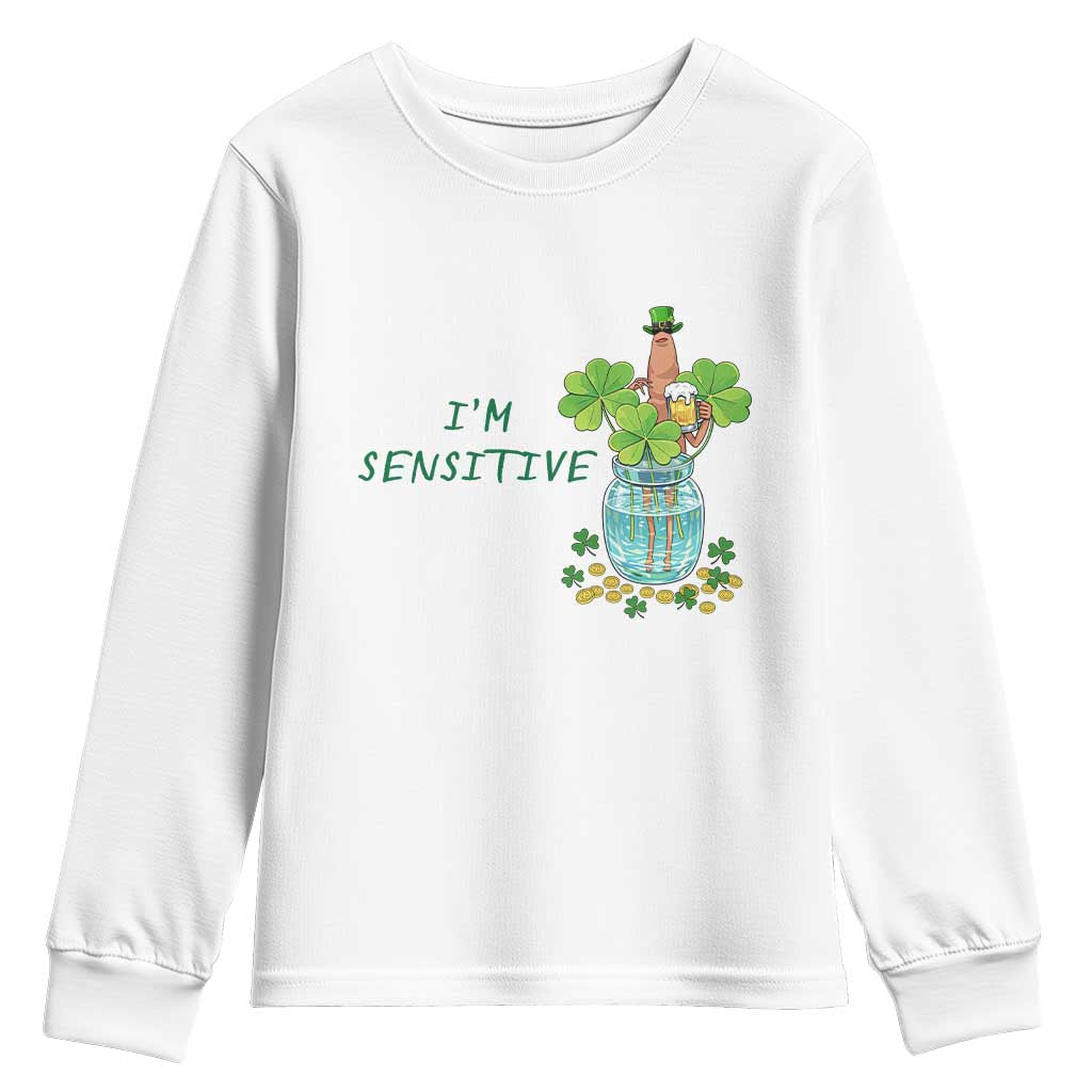 Marcus The Worm St Patricks Day Youth Sweatshirt I'm Sensitive TS14 White Print Your Wear