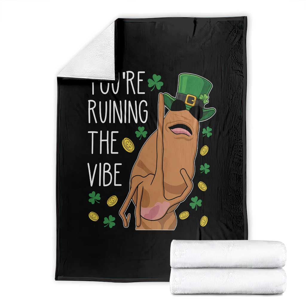 Marcus The Worm St Patricks Day Throw Blanket You're Ruining The Vibe TS14 Black Print Your Wear