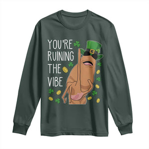Marcus The Worm St Patricks Day Long Sleeve Shirt You're Ruining The Vibe TS14 Dark Forest Green Print Your Wear