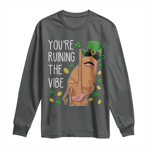 Marcus The Worm St Patricks Day Long Sleeve Shirt You're Ruining The Vibe TS14 Dark Heather Print Your Wear