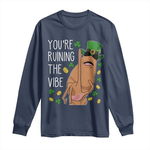 Marcus The Worm St Patricks Day Long Sleeve Shirt You're Ruining The Vibe TS14 Navy Print Your Wear