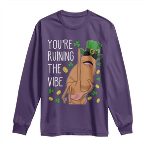 Marcus The Worm St Patricks Day Long Sleeve Shirt You're Ruining The Vibe TS14 Purple Print Your Wear