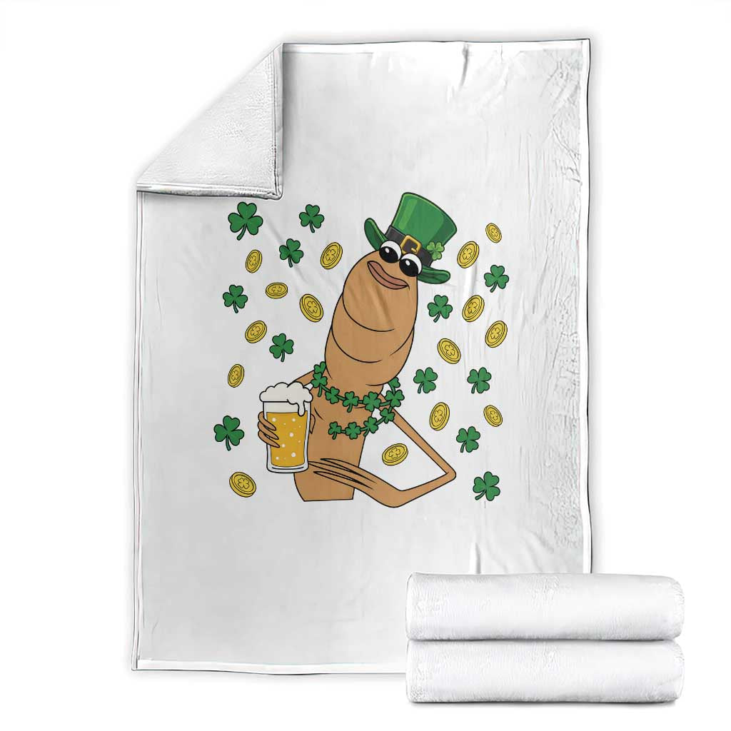 Marcus The Worm St Patricks Day Throw Blanket Funny Drinking Irish Beer Ireland TS14 White Print Your Wear