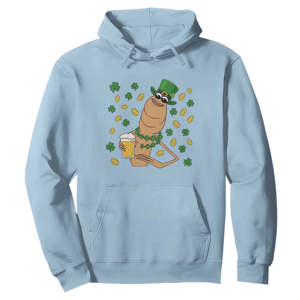 Marcus The Worm St Patricks Day Hoodie Funny Drinking Irish Beer Ireland TS14 Light Blue Print Your Wear